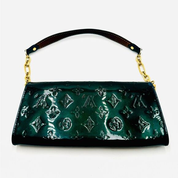 Auth Louis Vuitton Green Monogram Vernis Subset Boulevard Clutch Pouchette WOC - Picture 8 of 16